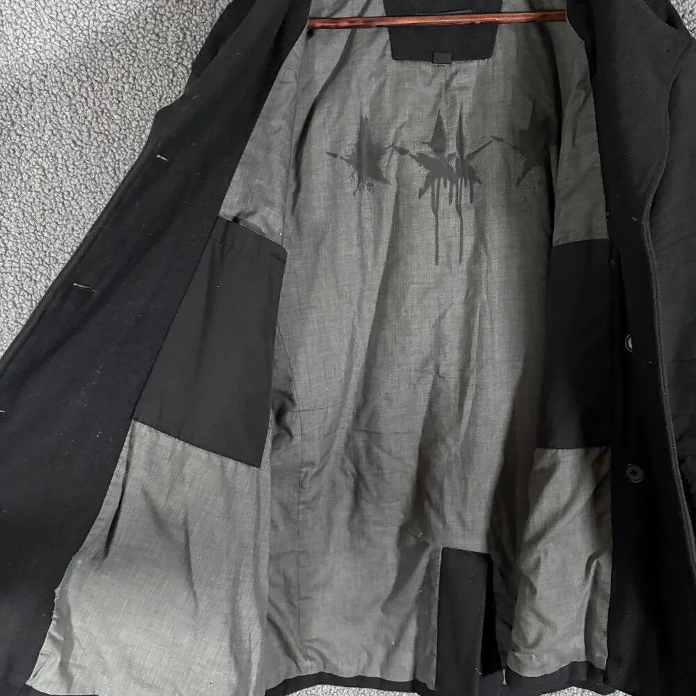 John Varvatos USA Wool Blend Hooded Peacoat Jacket - Men's Size L - Black - Picture 5 of 15